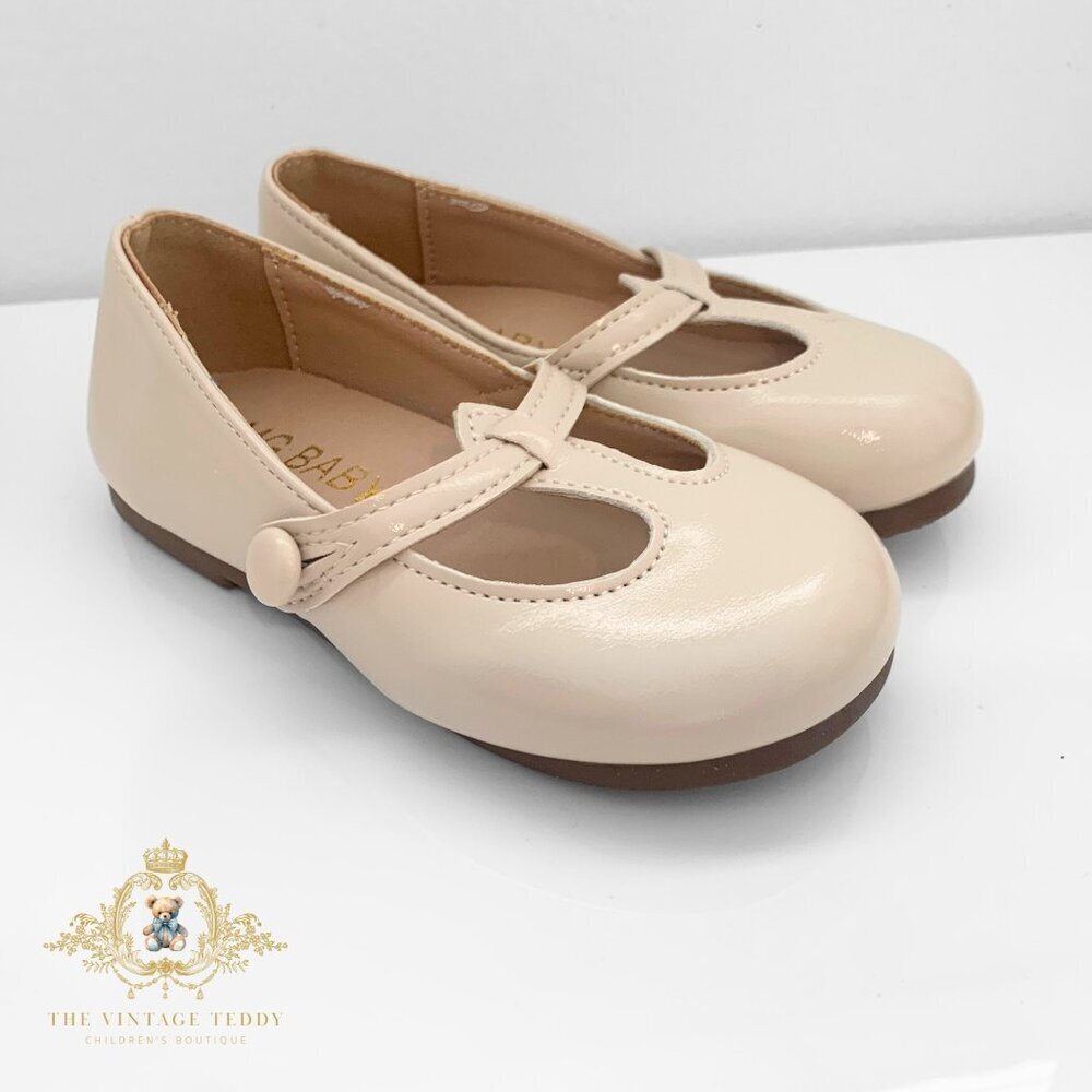 NWT Pretty Girls Mary Jane Flats Vintage Style Cute Children's Shoes Cream 2 - Picture 7 of 7